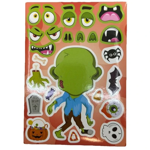 Make-a-face Sticker Stickers Sheets Make Your Halloween Monster 24 Sheets - Picture 16 of 16